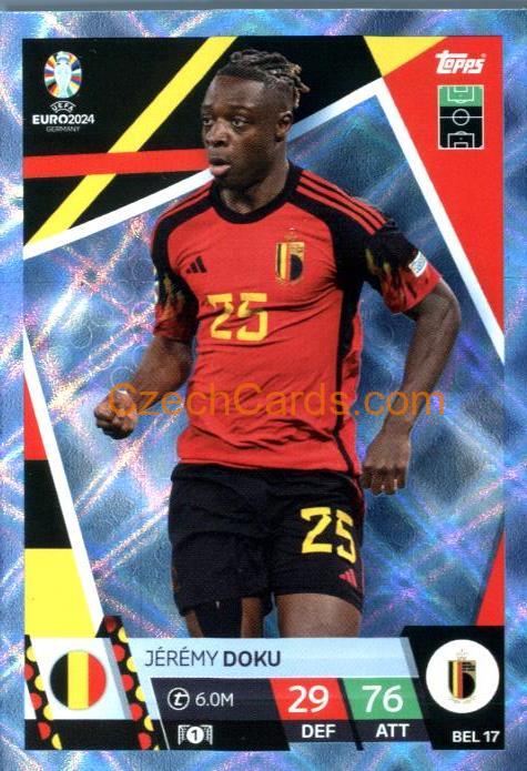 Jérémy Doku 2024 EURO Match Attax crystal parallel #BEL17