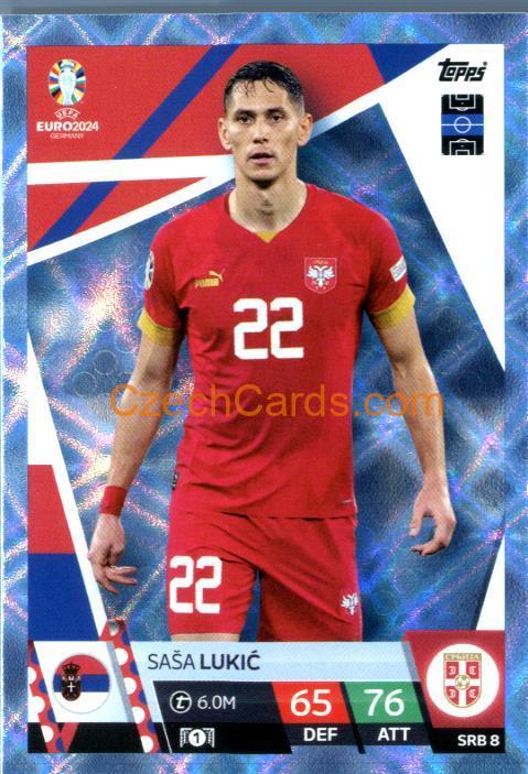 Saša Lukić 2024 EURO Match Attax crystal parallel #SRB8