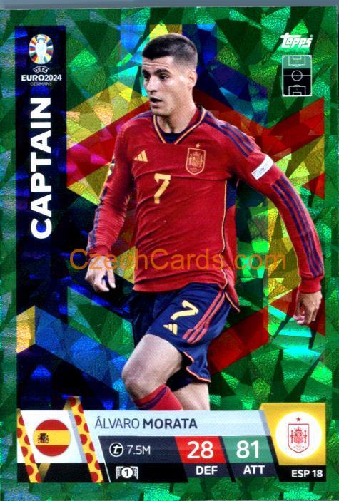 Álvaro Morata 2024 EURO Match Attax Captain green parallel #ESP18