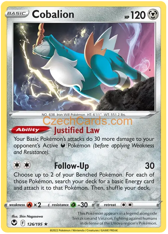 Cobalion 126/195 rare Pokémon Card