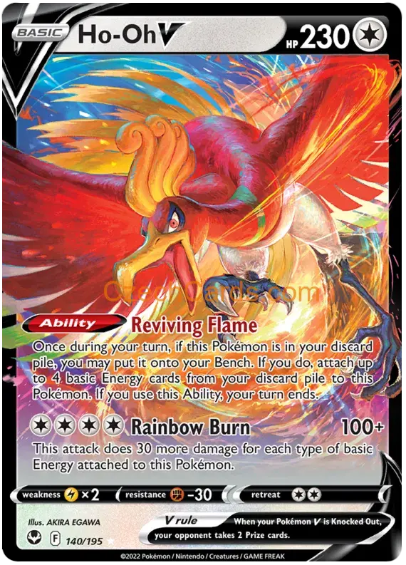 Ho-Oh V 140/195 rare Pokémon Card