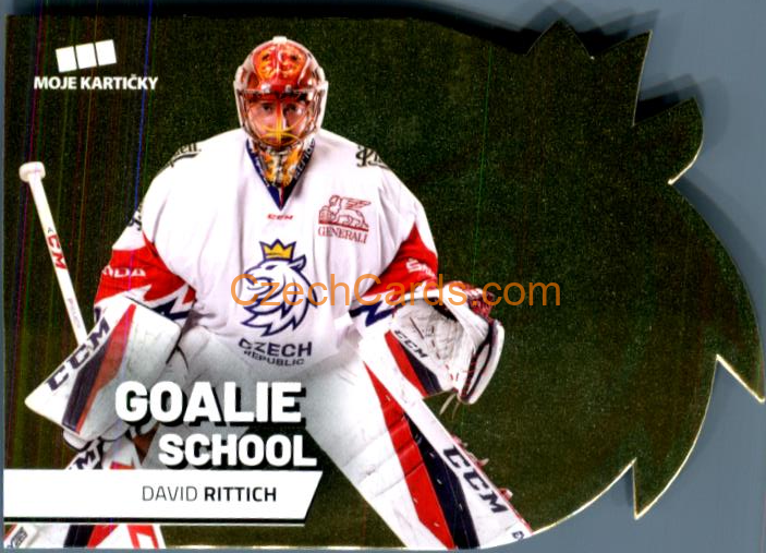 David Rittich MK Cards 2020 Goalie School Die Cut Retail Gold #1