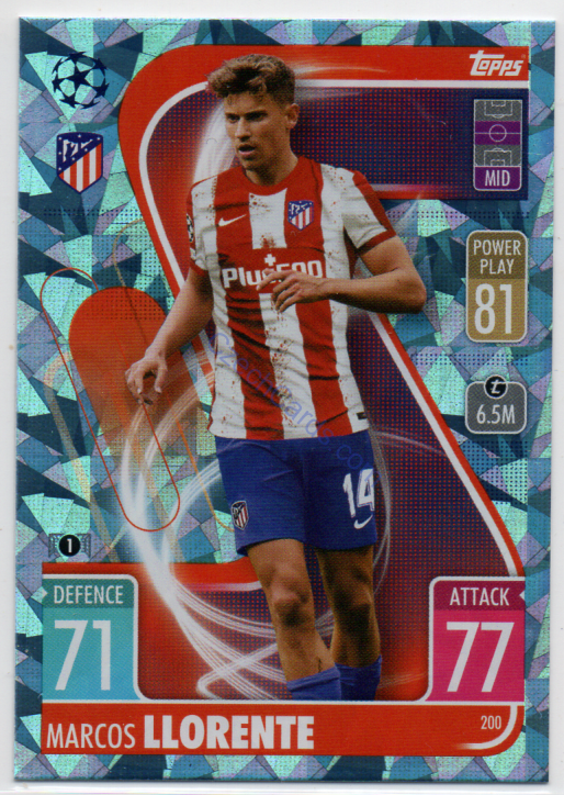 Marcos Llorente Topps Match Attax 2021/22 Crystal paralel #200