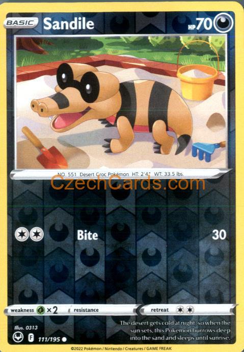 Sandile 111/195 common Pokémon Card reverse holo