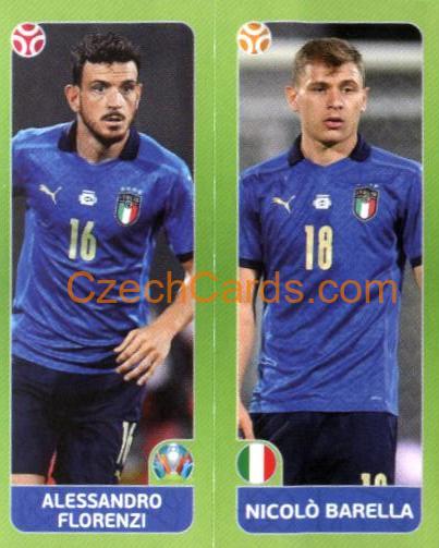 Alessandro Florenzi / Nicolo Barella 2020 Panini UEFA Euro Tournament Ed. Blue #30