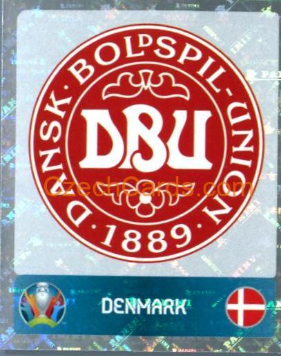Logo Denmark 2020 Panini UEFA Euro Tournament Ed. Blue foil #148