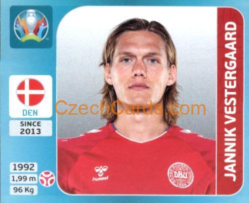 Jannik Vestergaard 2020 Panini UEFA Euro Tournament Ed. Blue #156