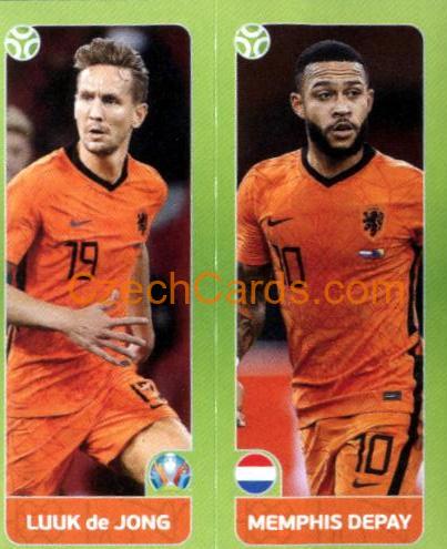 Luuk de Jong / Memphis Depay 2020 Panini UEFA Euro Tournament Ed. Blue #255