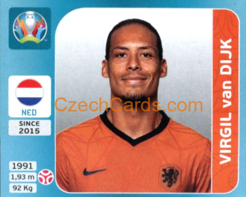 Virgil van Dijk 2020 Panini UEFA Euro Tournament Ed. Blue #265