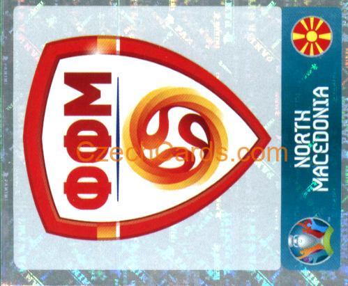 Logo North Macedonia 2020 Panini UEFA Euro Tournament Ed. Blue foil #277
