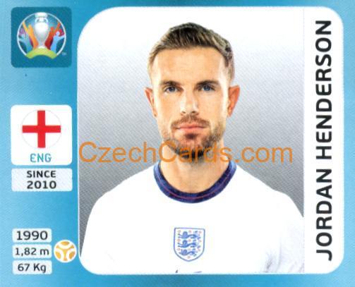 Jordan Henderson 2020 Panini UEFA Euro Tournament Ed. Blue #398