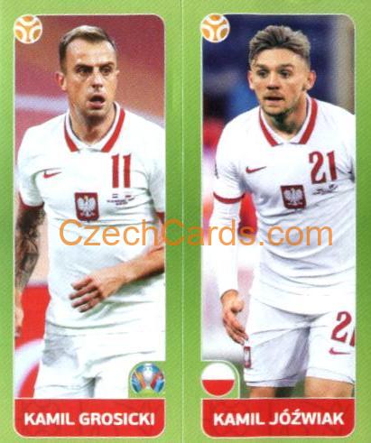 Kamil Grosicki / Kamil Jóźwiak 2020 Panini UEFA Euro Tournament Ed. Blue #462