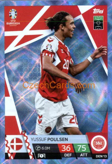 Yussuf Poulsen 2024 EURO Match Attax crystal parallel #DEN13
