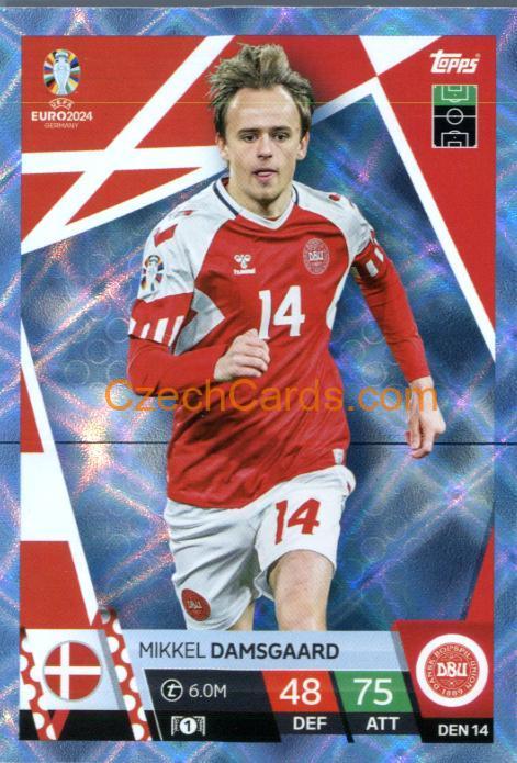 Mikkel Damsgaard 2024 EURO Match Attax crystal parallel #DEN14