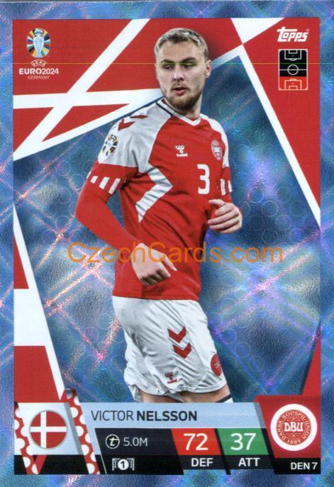 Victor Nelsson 2024 EURO Match Attax crystal parallel #DEN7