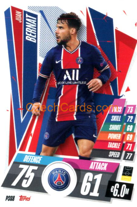 Juan Bernat 2020/21 Match Attax #PSG8
