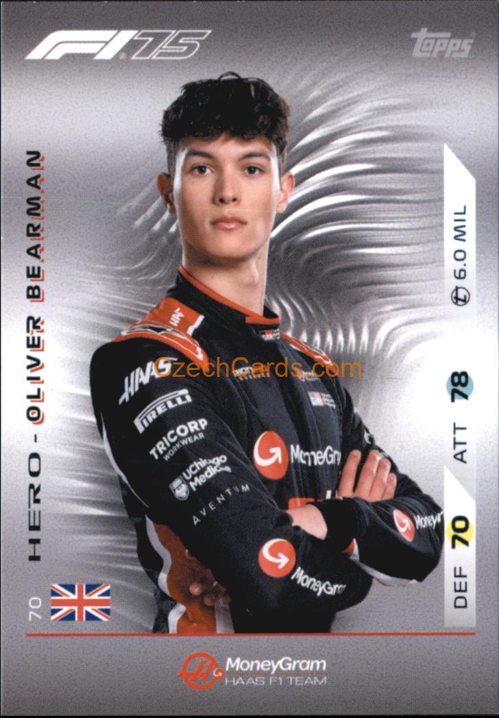 Oliver Bearman 2025 Topps Turbo Attax #70