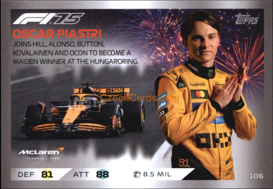 Oscar Piastri 2025 Topps Turbo Attax #106