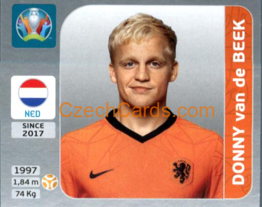 Donny van de Beek 2020 Panini EURO Sticker Pearl Ed. #283