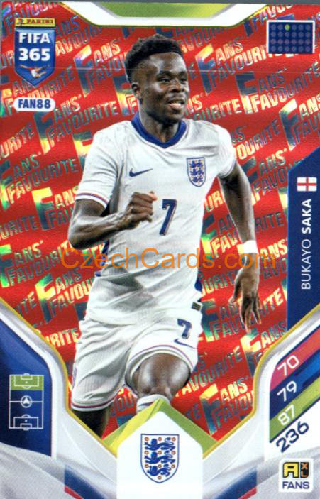 Bukayo Saka 2026 Panini Adrenalyn #FAN88 Red