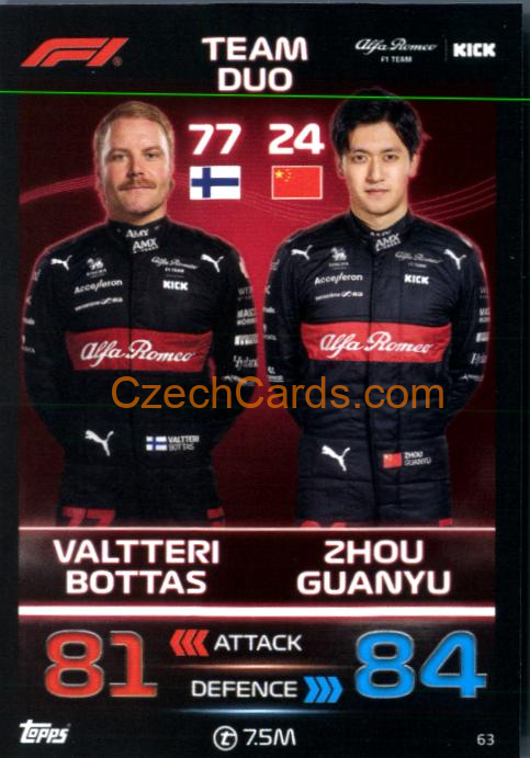 Valtteri Bottas & Zhou Guanyu 2023 Turbo Attax #63