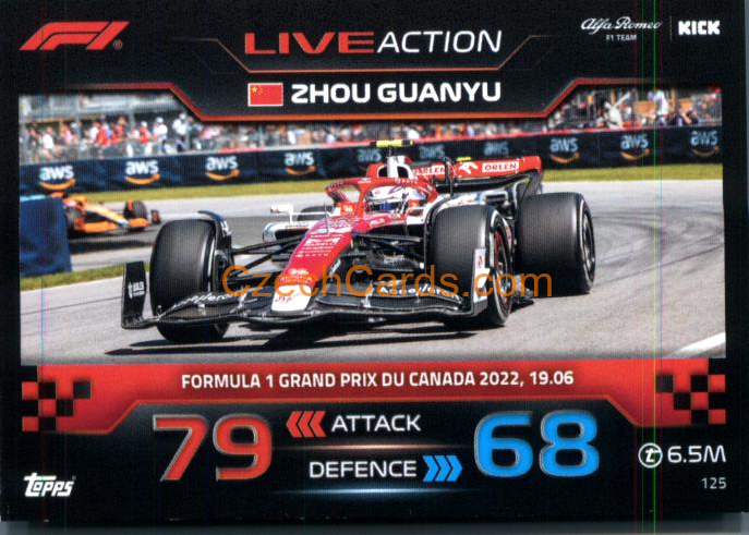Zhou Guanyu (Alfa Romeo) 2023 Turbo Attax #125