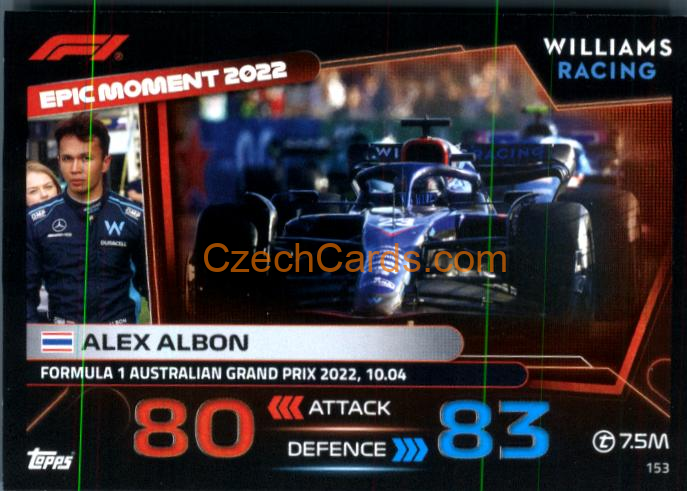 Alex Albon (Williams) 2023 Turbo Attax #153