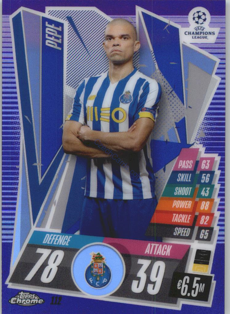 Pepe  Match Attax Chrome CL 2020/21 Purple xx/299 #112