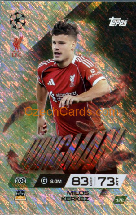 Milos Kerkez 2025/26 Match Attax Extra Wingman #172
