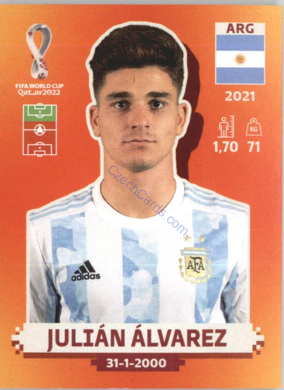 Julián Álvarez 2022 Panini WC Qatar Sticker #ARG 14