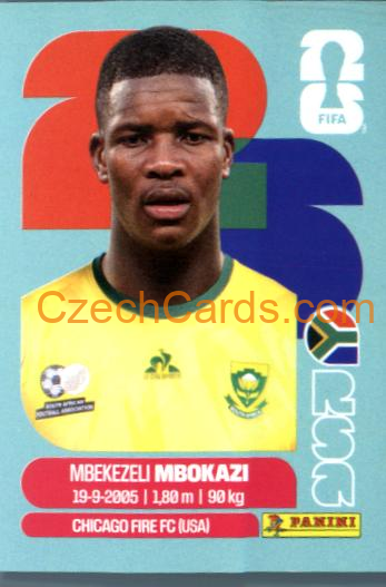 Mbekezeli Mbokazi 2026 Panini World Cup Sticker #RSA6
