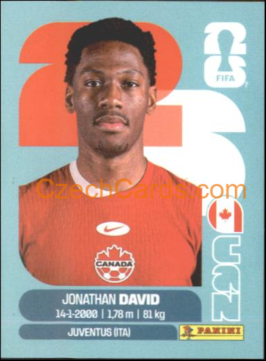 Jonathan David 2026 Panini World Cup Sticker #CAN20
