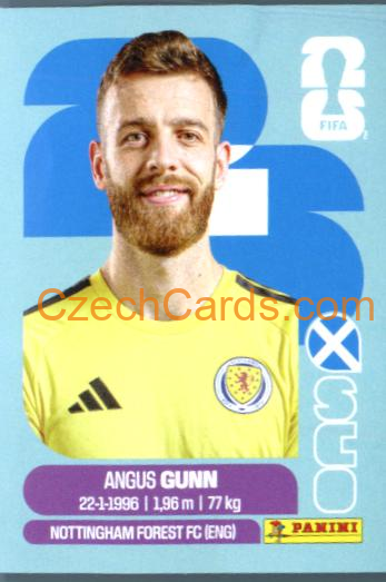 Angus Gunn 2026 Panini World Cup Sticker #SCO2