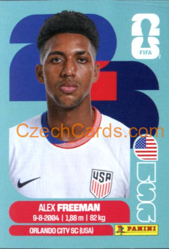 Alex Freeman 2026 Panini World Cup Sticker #USA6
