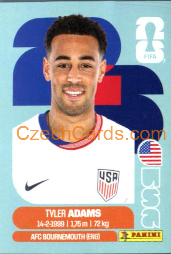 Tyler Adams 2026 Panini World Cup Sticker #USA8
