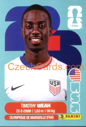 Timothy Weah 2026 Panini World Cup Sticker #USA12