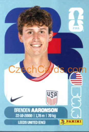 Brenden Aaronson 2026 Panini World Cup Sticker #USA17