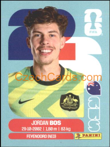 Jordan Bos 2026 Panini World Cup Sticker #AUS6