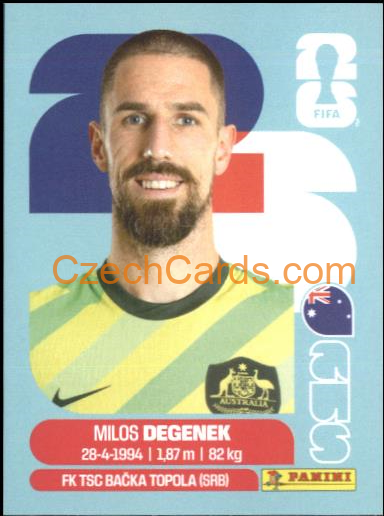 Milos Degenek 2026 Panini World Cup Sticker #AUS10