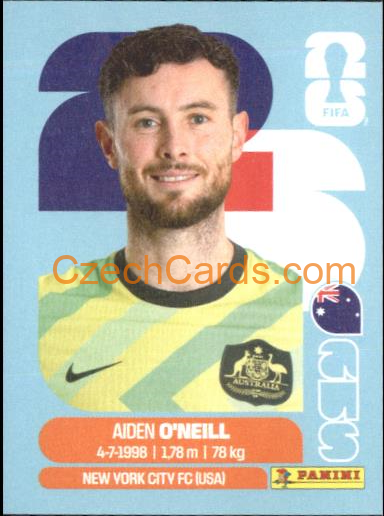 Aiden O'Neill 2026 Panini World Cup Sticker #AUS14