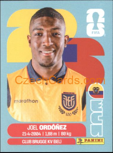 Joel Ordóñez 2026 Panini World Cup Sticker #ECU8