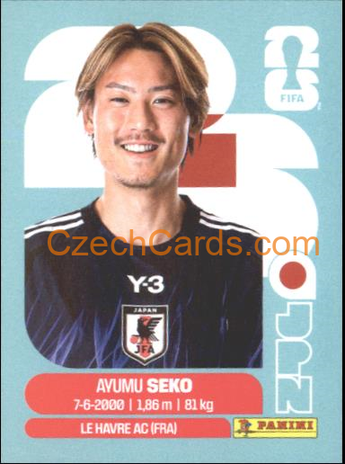 Ayumu Seko 2026 Panini World Cup Sticker #JPN4