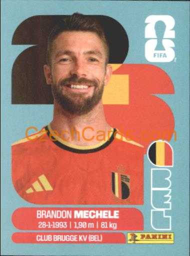 Brandon Mechele 2026 Panini World Cup Sticker #BEL6