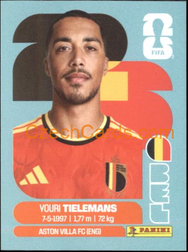 Youri Tielemans 2026 Panini World Cup Sticker #BEL9