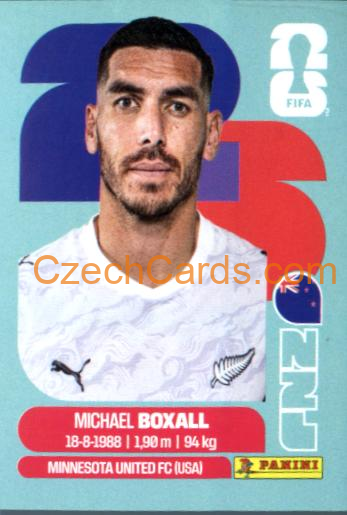 Michael Boxall 2026 Panini World Cup Sticker #NZL4