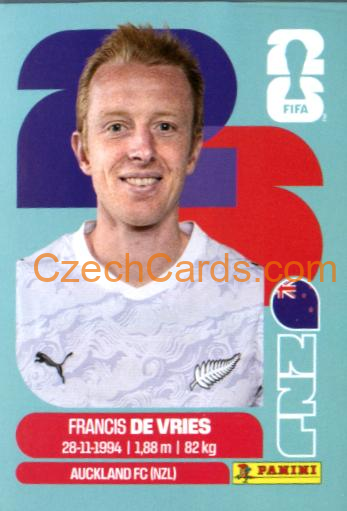 Francis de Vries 2026 Panini World Cup Sticker #NZL8