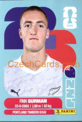 Finn Surman 2026 Panini World Cup Sticker #NZL9
