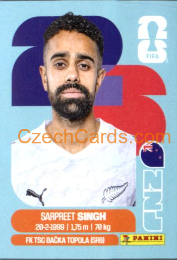 Sarpreet Singh 2026 Panini World Cup Sticker #NZL11
