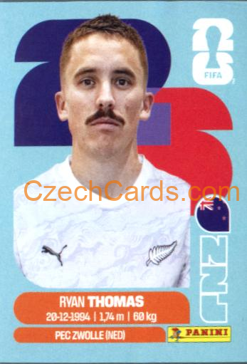 Ryan Thomas 2026 Panini World Cup Sticker #NZL12