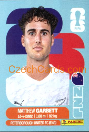 Matthew Garbett 2026 Panini World Cup Sticker #NZL14